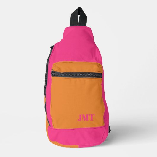 Eenvoudig Helder Roze en Sinaasappel met Monogram Sling Bag (Voorkant)