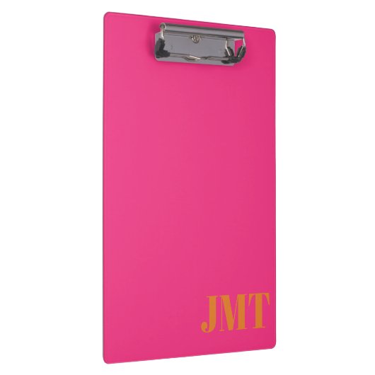 Eenvoudig Helder Roze en Sinaasappel Monogram Klembord (Rechts)