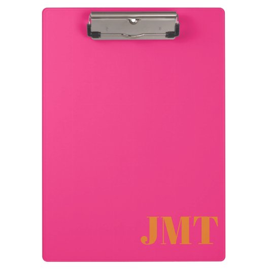 Eenvoudig Helder Roze en Sinaasappel Monogram Klembord (Voorkant)