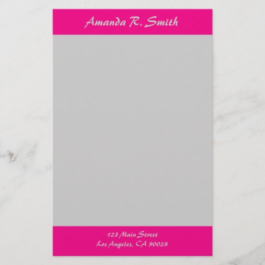 Eenvoudig helder Roze grijs Briefpapier (Voorkant)