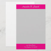 Eenvoudig helder Roze grijs Briefpapier (Voorkant / Achterkant)
