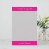 Eenvoudig helder Roze grijs Briefpapier (Staand voorkant)