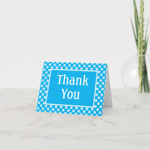 Eenvoudig helderblauw polka-gestippeld bedankkaart