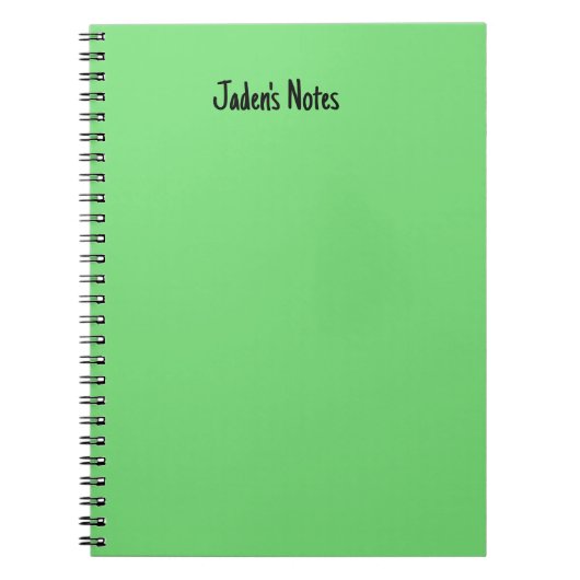 Eenvoudig Heldergroen Persoonlijk Naam Schrijven Notitieboek (Voorkant)