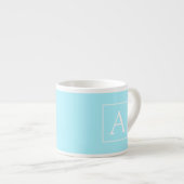 Eenvoudig Hemelblauw Monogram Espresso Kop (Voorkant rechts)