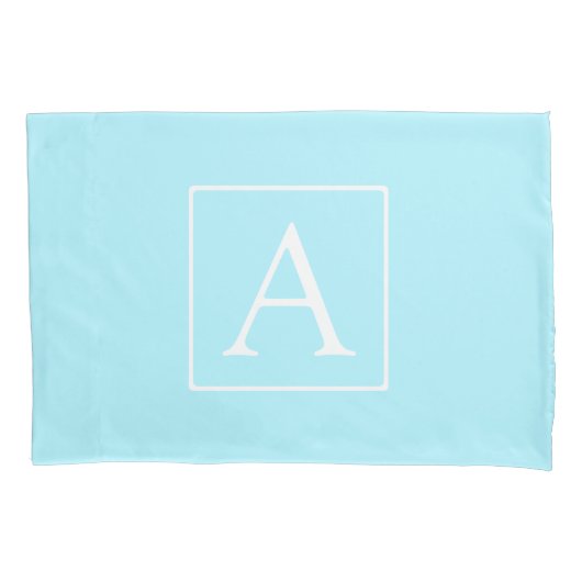 Eenvoudig Hemelblauw Monogram Kussensloop (Voorkant)