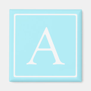 Eenvoudig Hemelblauw Monogram Magneet