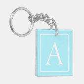 Eenvoudig Hemelblauw Monogram Sleutelhanger (Voorkant Links)