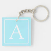 Eenvoudig Hemelblauw Monogram Sleutelhanger (Achterkant)