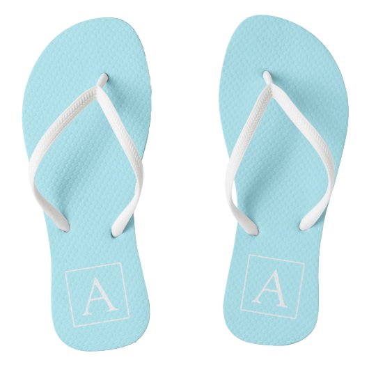 Eenvoudig Hemelblauw Monogram Teenslippers (Voetbed)