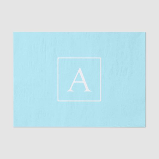 Eenvoudig Hemelblauw Monogram Tissuepapier (Voorkant)