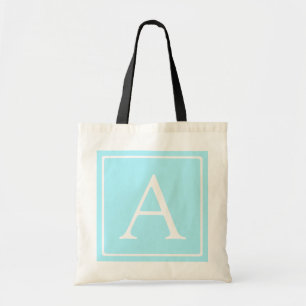 Eenvoudig Hemelblauw Monogram Tote Bag