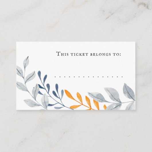 Eenvoudig herfst bladeren luier raffel ticket informatiekaartje (Achterkant)