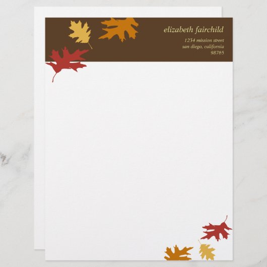 Eenvoudig herfstbruine Thanksgiving Persoonlijk Briefhoofd (Voorkant / Achterkant)