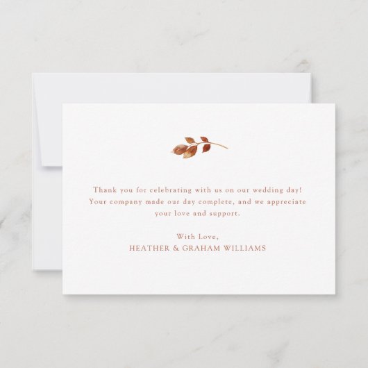 Eenvoudig herfsthuwelijk bedankkaart (Achterkant)