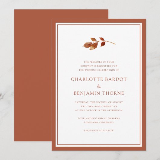 Eenvoudig herfsthuwelijk kaart (Voorkant / Achterkant)