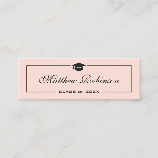 Eenvoudig het Afstuderen Elegant Dusty Pink Mini Visitekaartje (Voorkant)