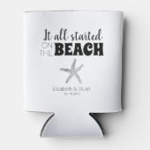 Eenvoudig Het begon op het strand bruiloft zeester Blikjeskoeler (Voorkant)