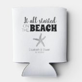 Eenvoudig Het begon op het strand bruiloft zeester Blikjeskoeler (Achterkant)