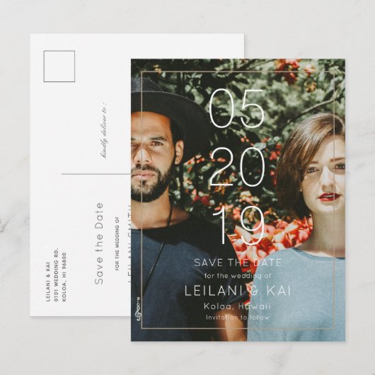 Eenvoudig Het Briefkaart van de Datumfoto opslaan (Voorkant / Achterkant)