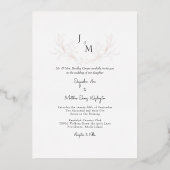 Eenvoudig het Elegant Roos Gold Foliage Wedding Folie Uitnodiging (Voorkant)