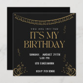 Eenvoudig, het is mijn verjaardag | Goud op zwarte Kaart (Voorkant / Achterkant)