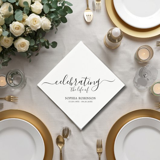 Eenvoudig het leven vieren Elegante script funerai Servet