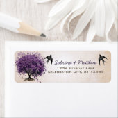 Eenvoudig het Paarse Heart Leaf Tree Weddenlabel v Etiket (Insitu)