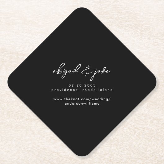 Eenvoudig het Zwarte Moderne Berichten van de Doop Kartonnen Onderzetters (Voorkant)