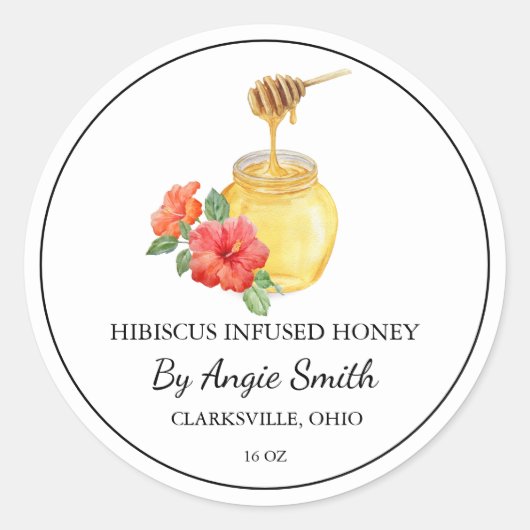 Eenvoudig Hibiscus Geïnfuseerde Honing Label (Voorkant)
