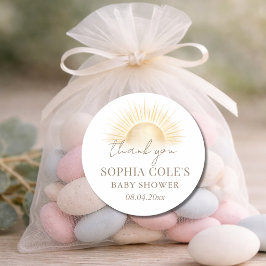 Eenvoudig Hier Komt De Zon Jongen Baby Borrelcadea Ronde Sticker