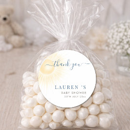 Eenvoudig Hier Komt De Zon Jongen Baby Borrelcadea Ronde Sticker