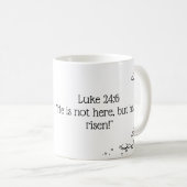 Eenvoudig: Hij is opgestaan uit de Mok van Pasen (Voorkant rechts)