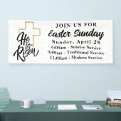 Eenvoudig Hij is verrezen Paaszondag Dienst Kerk Spandoek (Beurs)