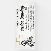 Eenvoudig Hij is verrezen Paaszondag Dienst Kerk Spandoek (Verticaal)