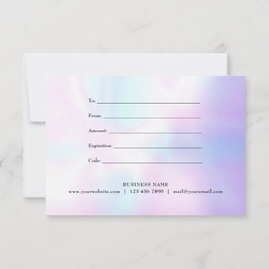 Eenvoudig holografisch cadeaubon (Achterkant)