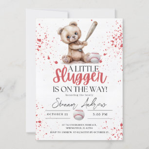 Eenvoudig honkbal Baby shower Een beetje Slugger Kaart