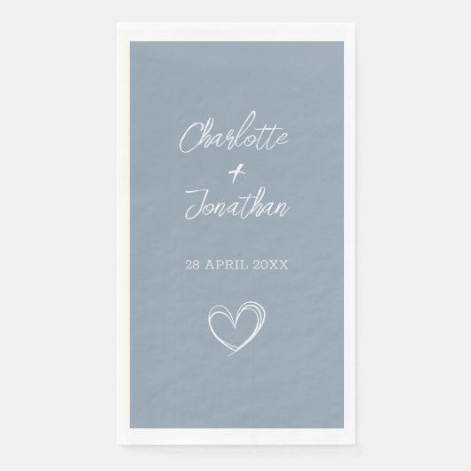 Eenvoudig hoorbaar papier voor blauwe bruiloft, op servet (Voorkant)