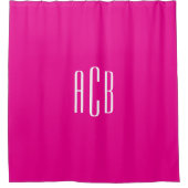 Eenvoudig Hot Pink and White Three Letter Monogram Douchegordijn (Voorkant)