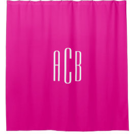 Eenvoudig Hot Pink and White Three Letter Monogram Douchegordijn