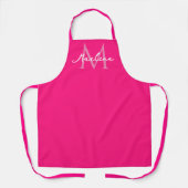 Eenvoudig Hot Pink Initiaal Modern Monogram Schort (Voorkant)