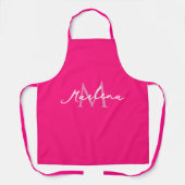 Eenvoudig Hot Pink Initiaal Modern Monogram Schort (Voorkant)