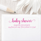 Eenvoudig hot-pink script | Magent Doucheadres Etiket (Insitu)