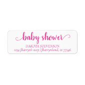 Eenvoudig hot-pink script | Magent Doucheadres Etiket (Voorkant)