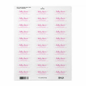 Eenvoudig hot-pink script | Magent Doucheadres Etiket (Full Sheet)