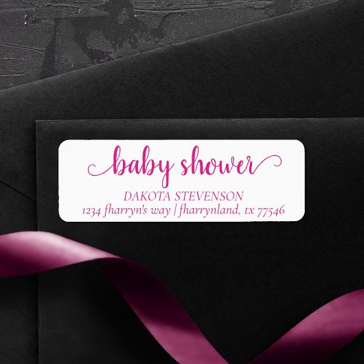 Eenvoudig hot-pink script | Magent Doucheadres Etiket