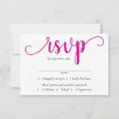 Eenvoudig hot-pink script | Magenta Flourish Entre RSVP Kaartje (Voorkant)