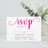 Eenvoudig hot-pink script | Magenta Flourish Entre RSVP Kaartje (Staand voorkant)
