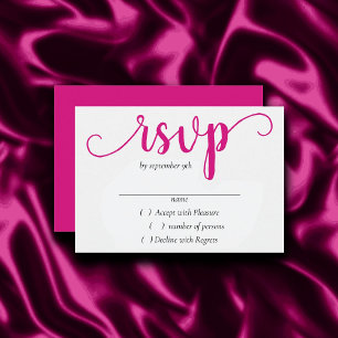 Eenvoudig hot-pink script Magenta Flourish Event RSVP Kaartje