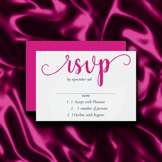Eenvoudig hot-pink script | Magenta Flourish Event RSVP Kaartje